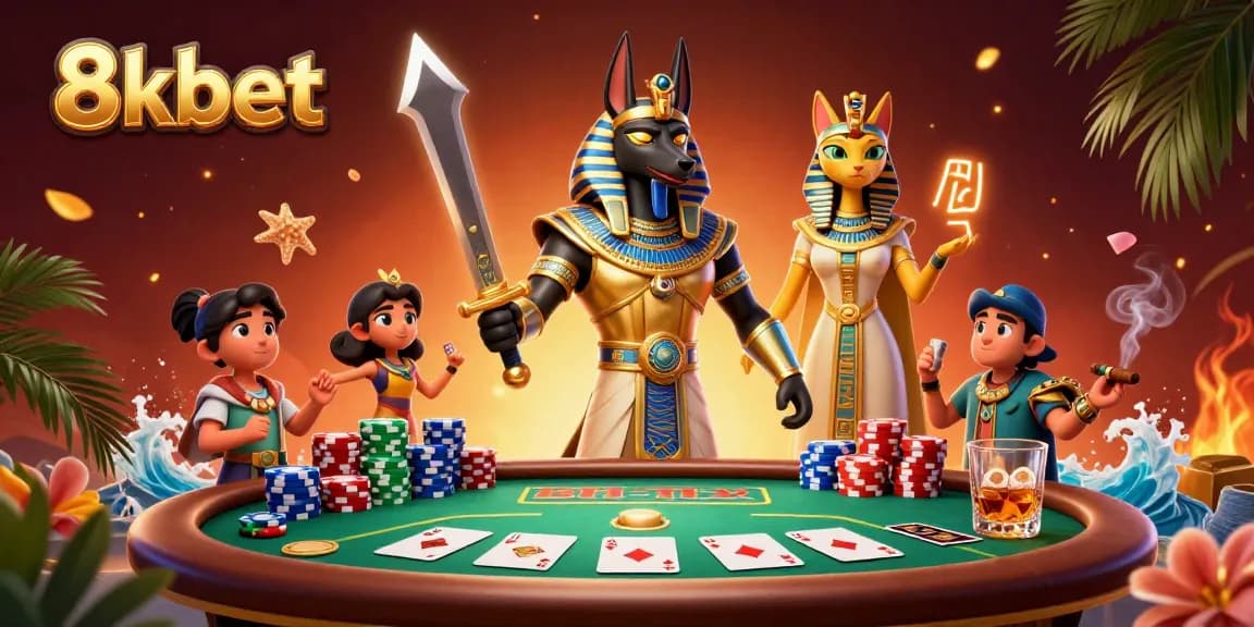 8xbet offers an exciting gaming experience with ancient warrior characters in dynamic casino scene.