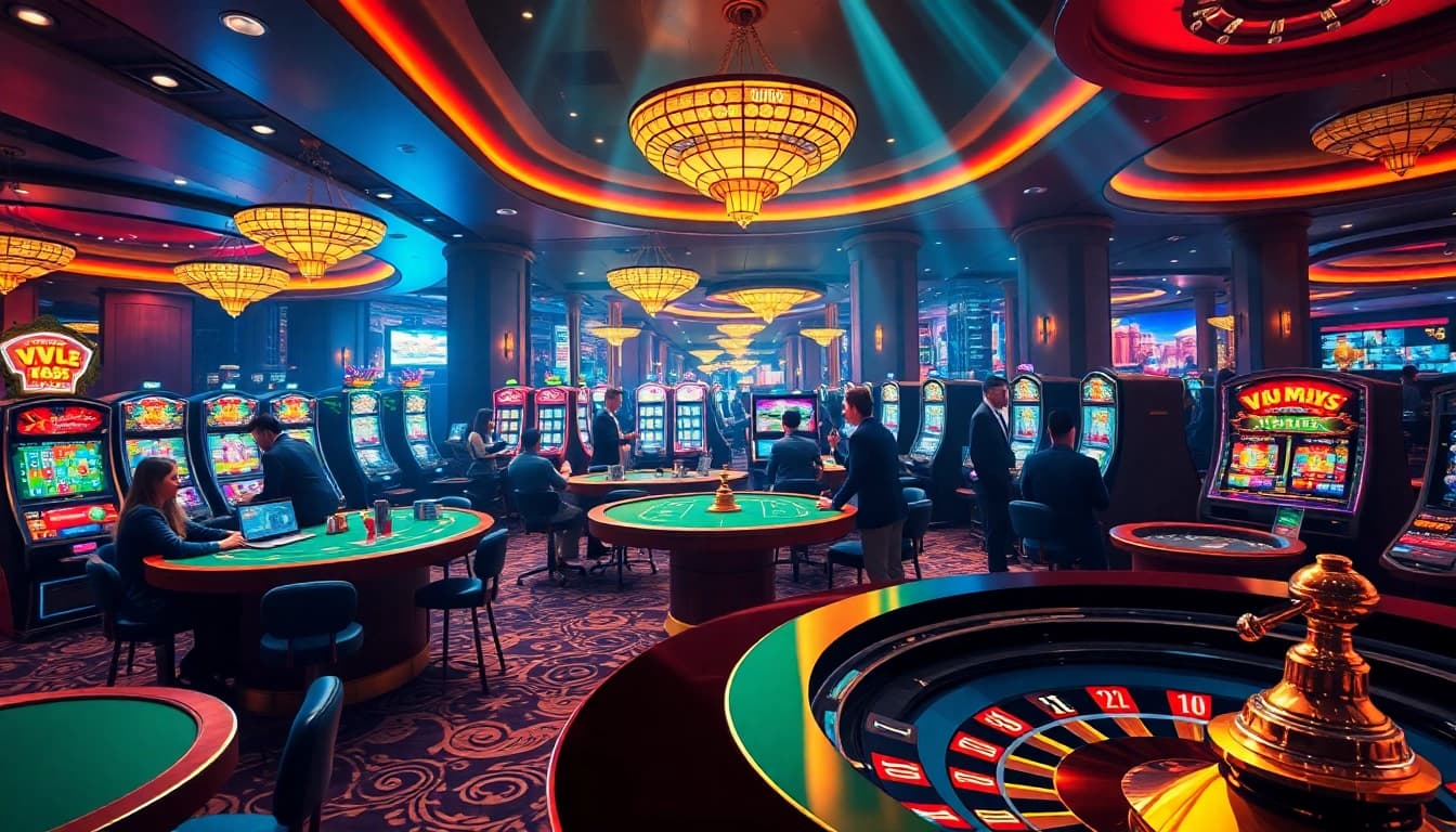 Experience the excitement of online gambling at VU88 with thrilling interactions at a stylish casino table.