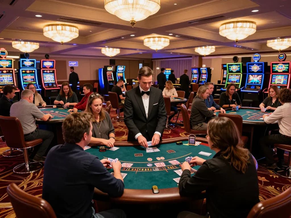 Players engage in intense gameplay at win678, enjoying a sophisticated casino atmosphere with expertly dealt cards.