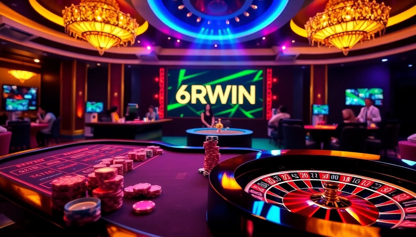 Experience the thrill of online gambling with 6RWIN's vibrant casino scene featuring exciting games and bonuses.