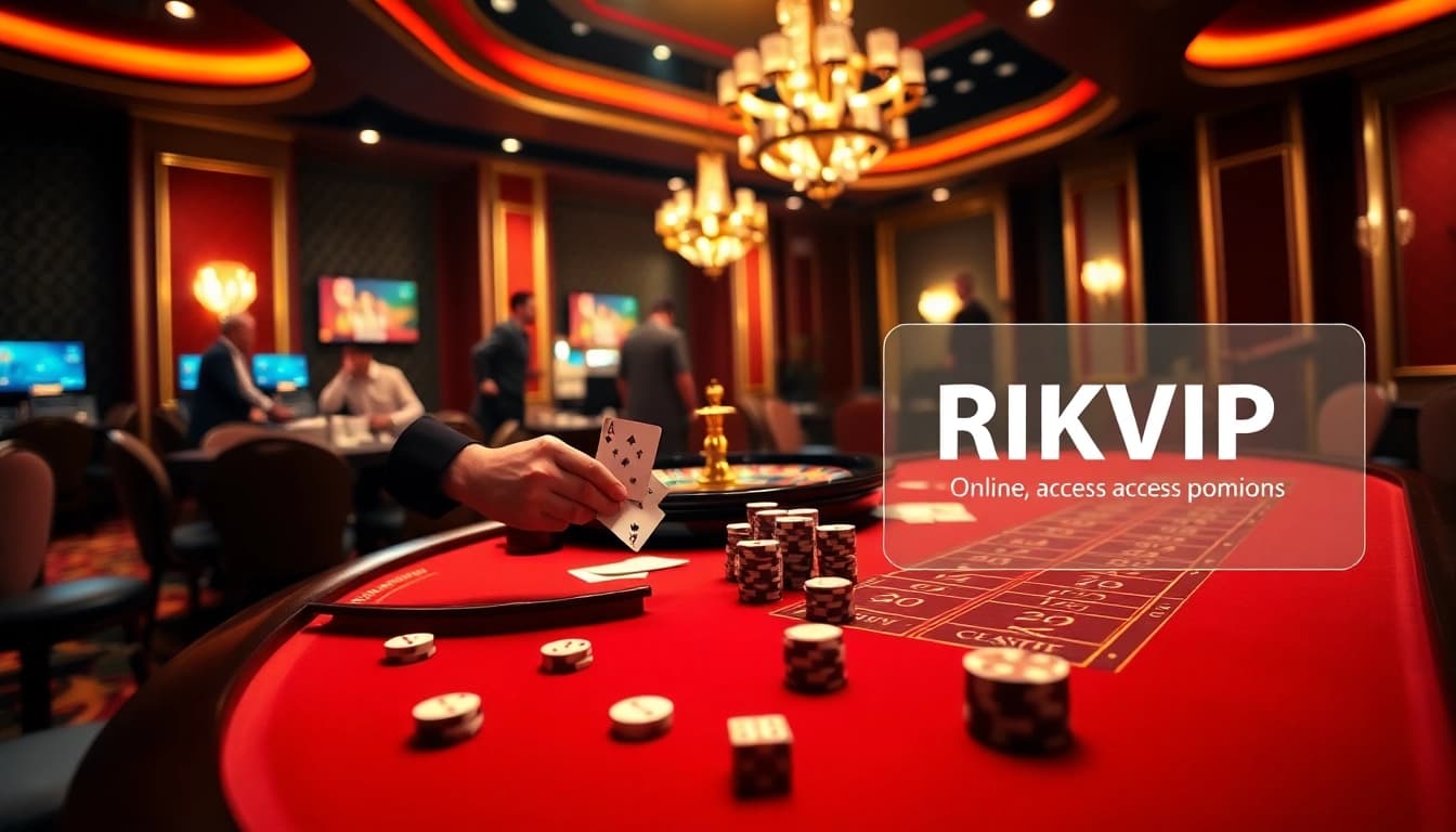 Experience the thrilling atmosphere of RIKVIP, with players engaging at the casino table.