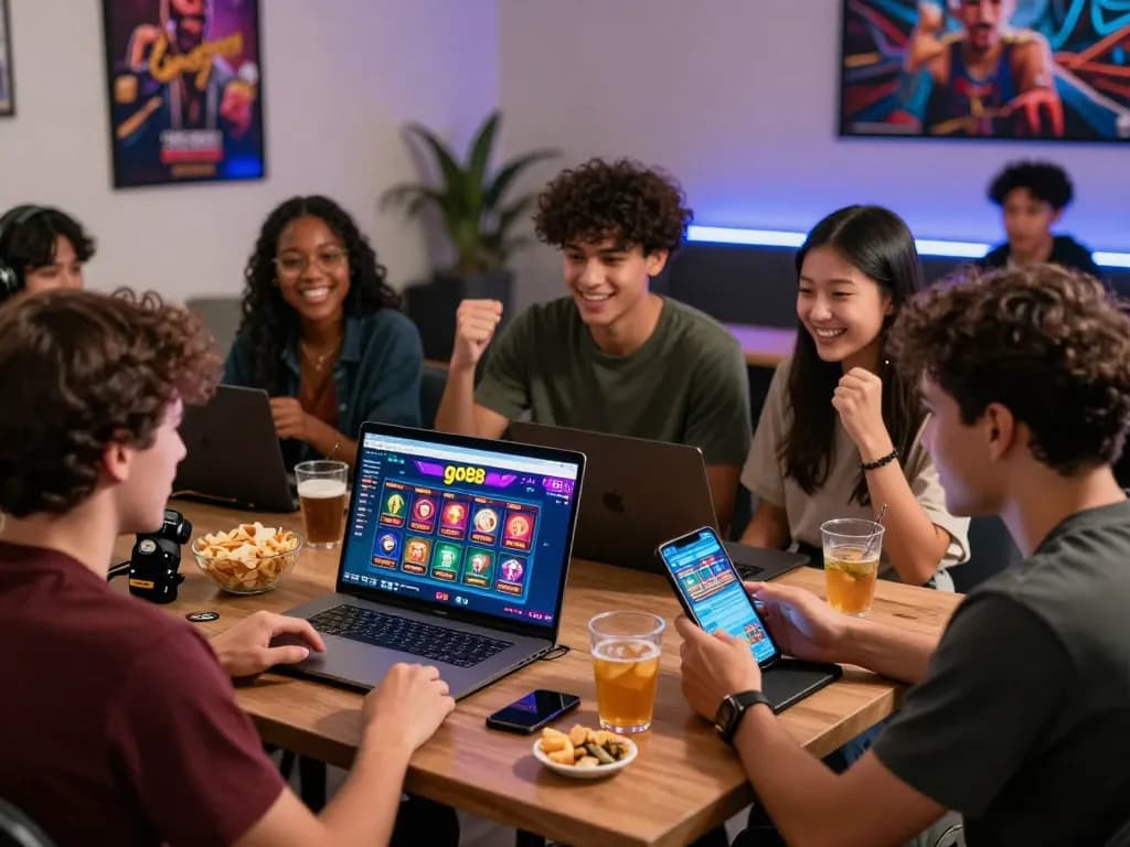 Friends playing go88 online games together in an inviting environment, showcasing excitement and vibrant graphics.