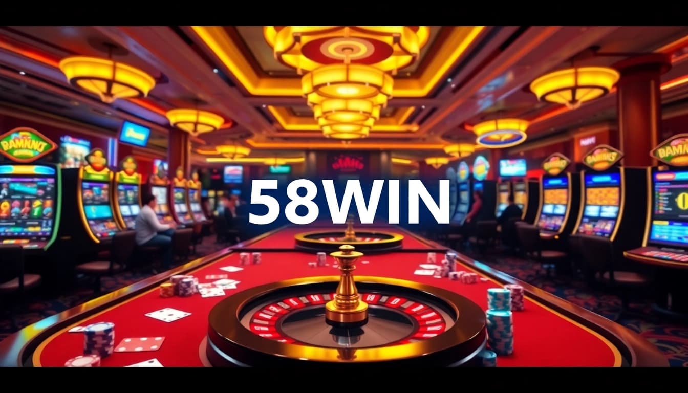 Experience the excitement of online gambling at 58WIN with immersive casino visuals and vibrant gameplay.