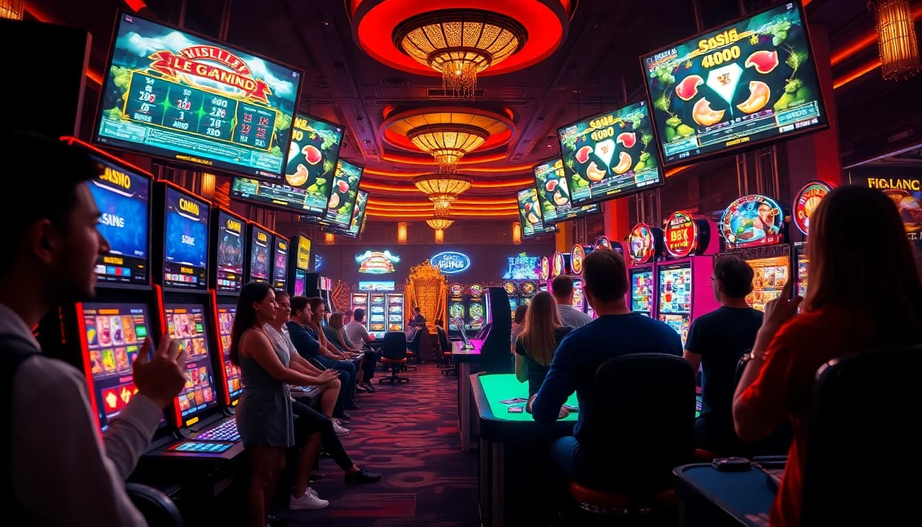 Exciting gaming scene at go-88.us.com highlighting diverse players in a vibrant online casino.