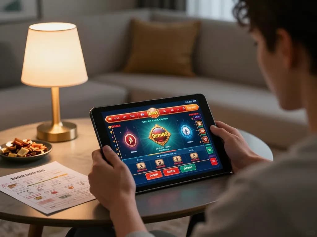 Player enjoying an exciting game on the Bem88 app, showcasing a lively casino atmosphere