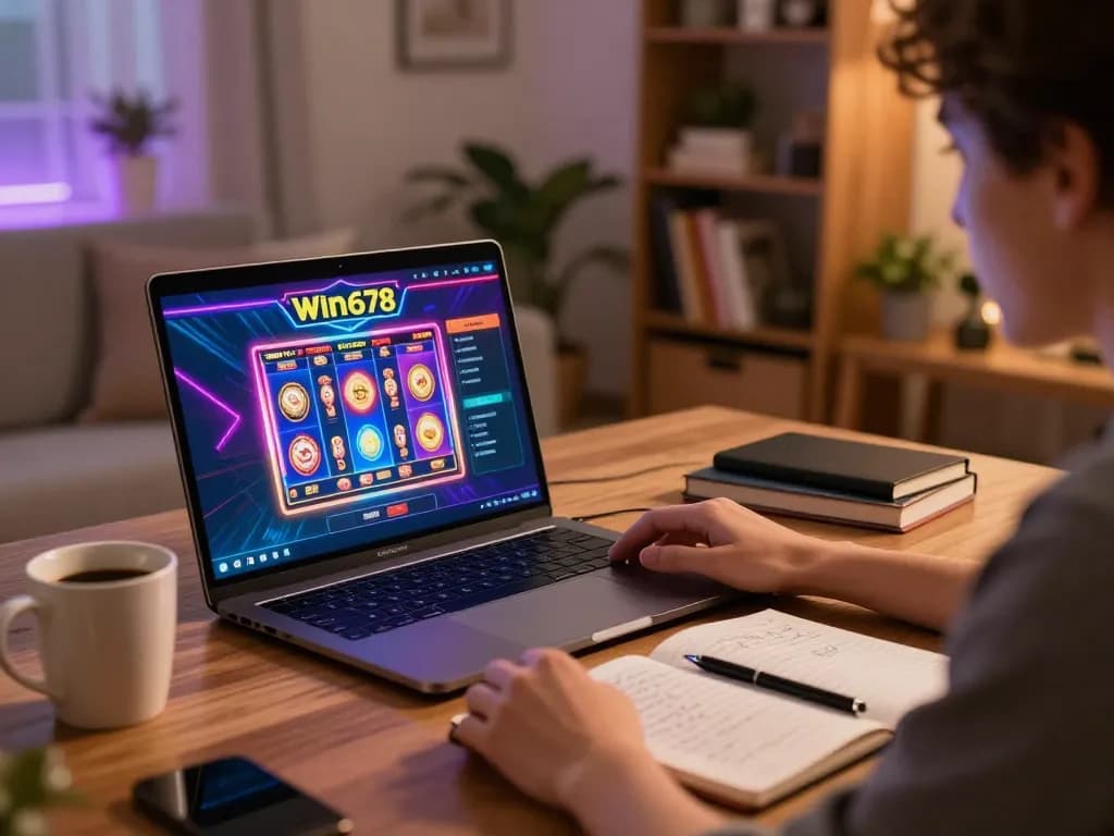 Player enjoying slot games on the Win678 app, highlighting engaging online gaming experience