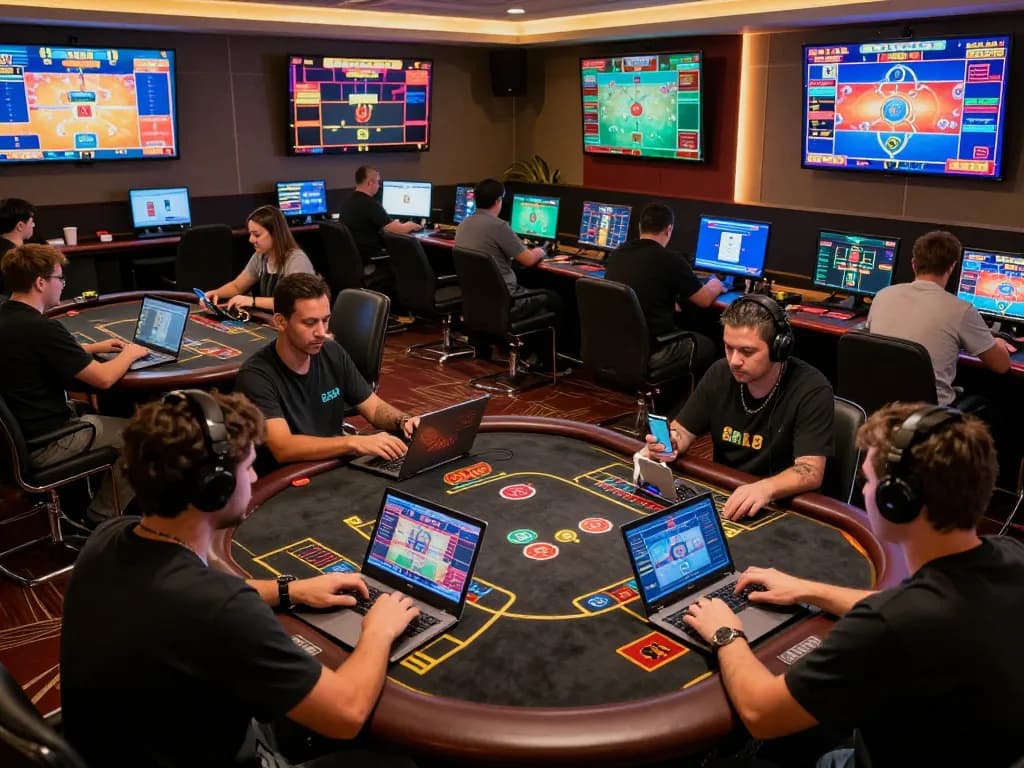 Players engaged with TR88 online casino games, enjoying live dealer experiences on multiple devices.