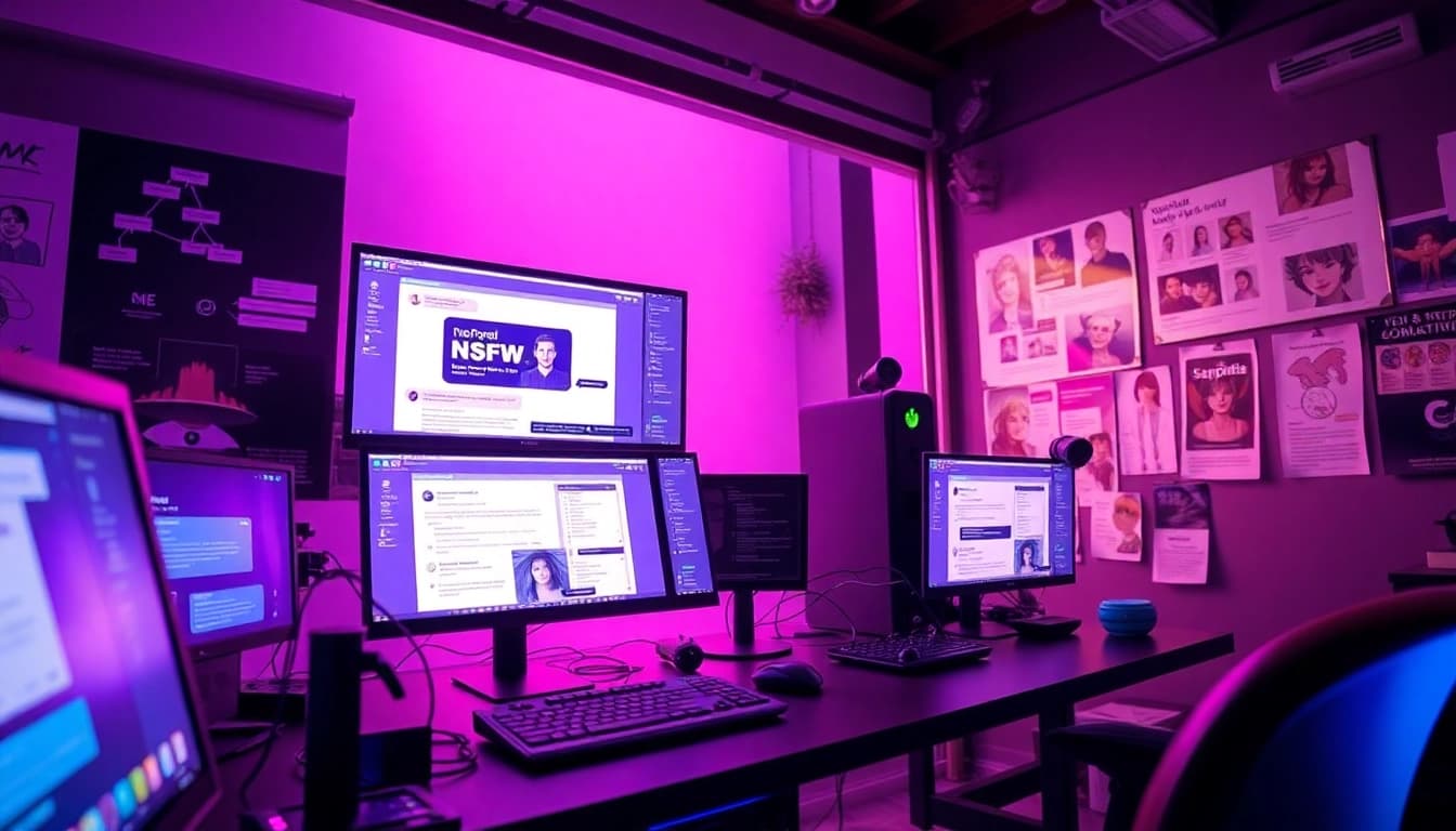 Innovative workspace showcasing NSFW AI technology and interactive chat interfaces