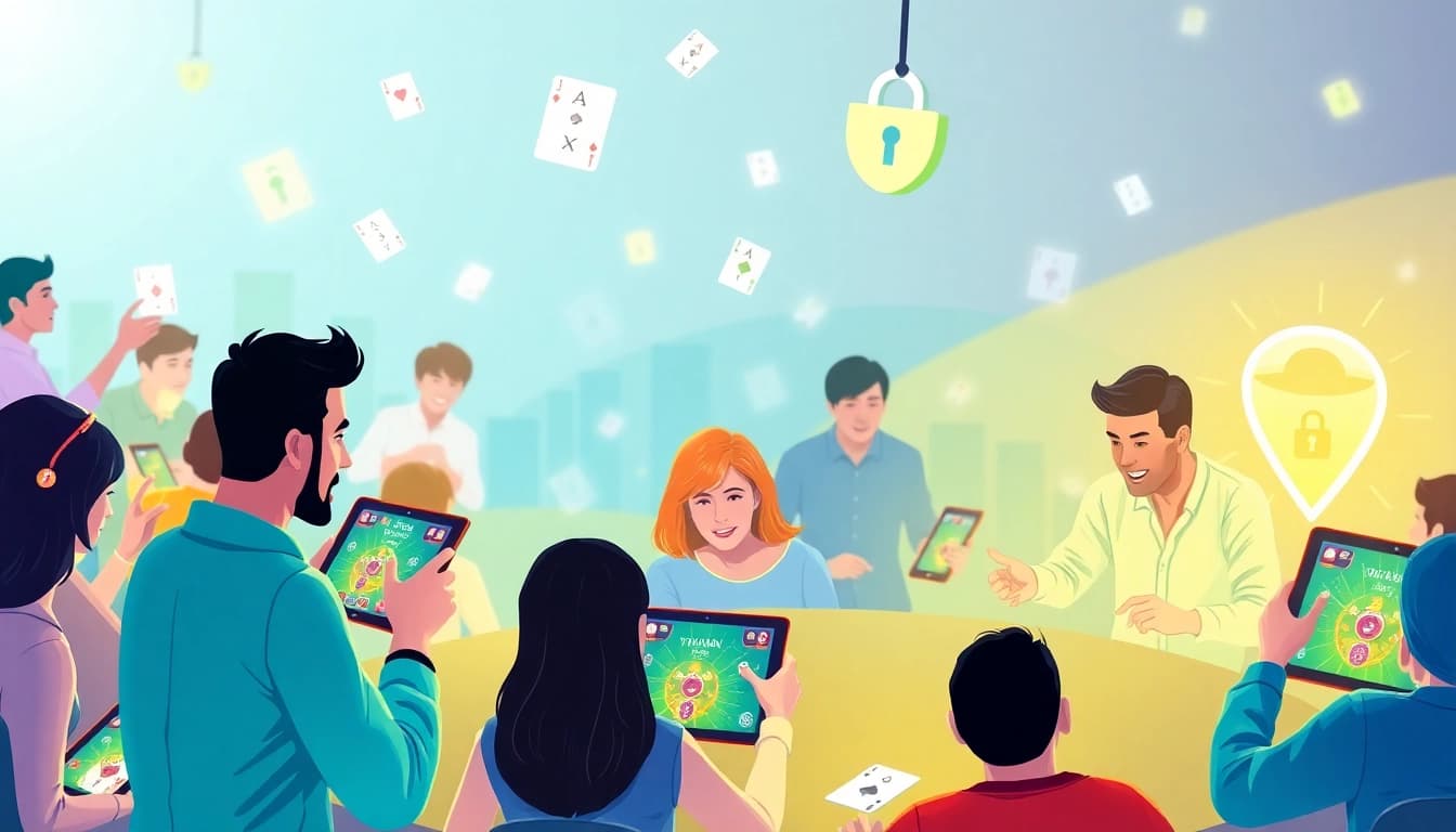 Engaging scene of users playing card games on topgamebaidoithuong.mx platform, highlighting excitement and trust.
