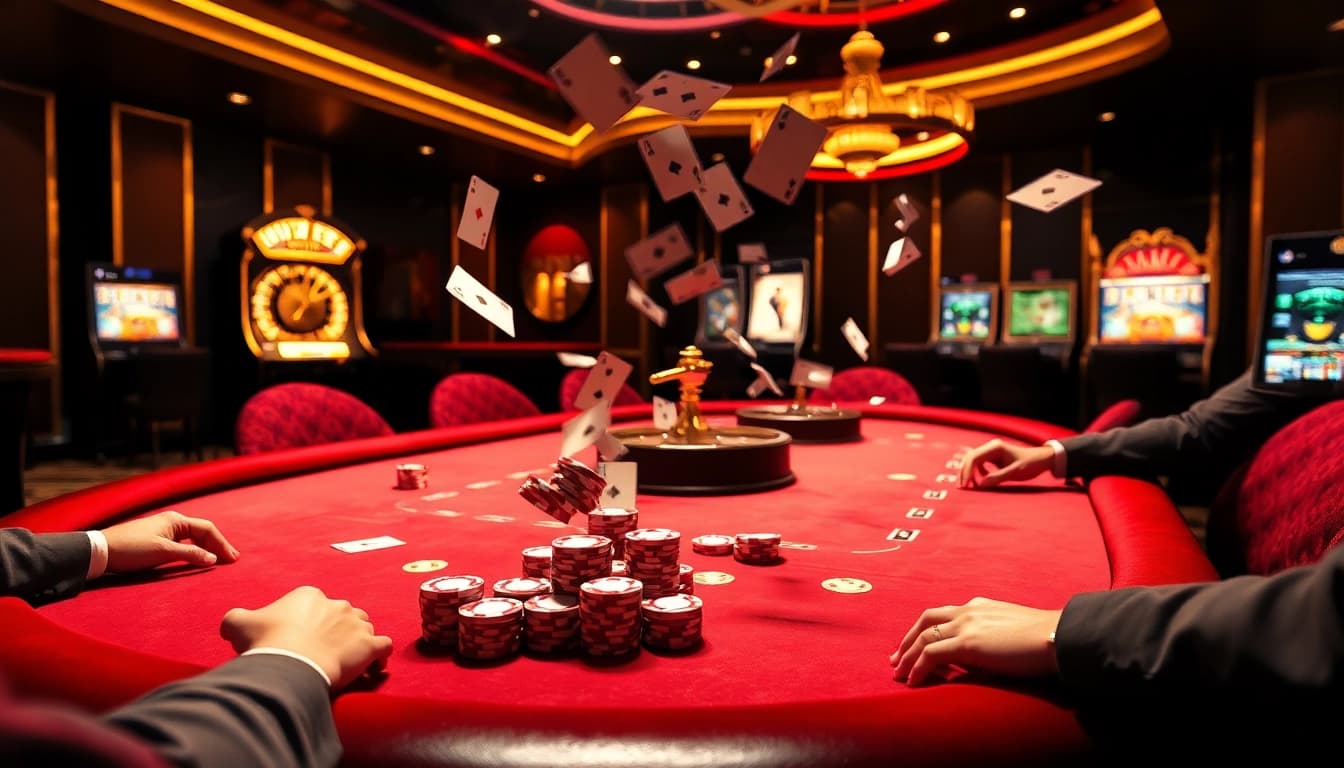 Engaged players enjoying thrilling games of chance at 77Bet casino, highlighting excitement and strategy.