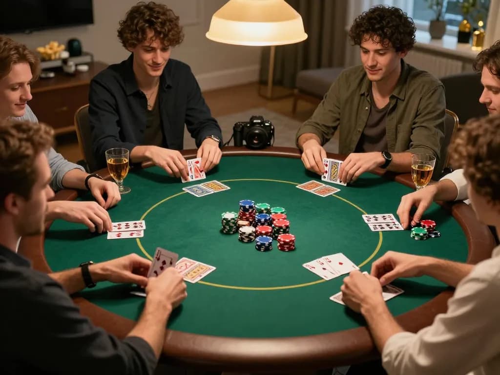 iwin poker night with friends enjoying strategic gameplay around a round table
