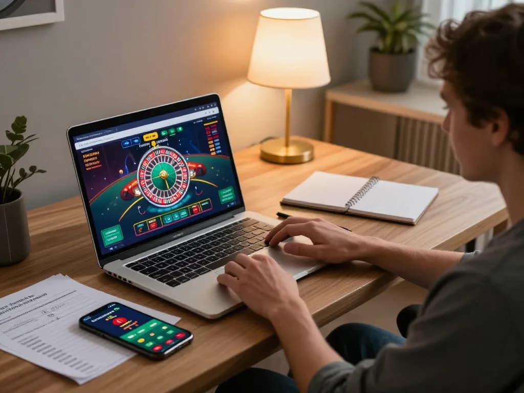 Join the excitement of online gaming with KUWIN roulette on a stylish laptop.