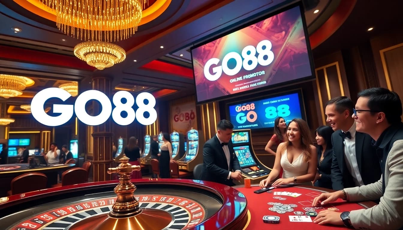 Players enjoying vibrant casino games at GO88 with roulette and poker setups.