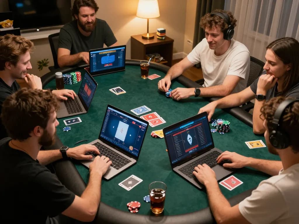 Engaging online poker session highlighting nk88 gameplay with interactive interfaces and enthusiastic players