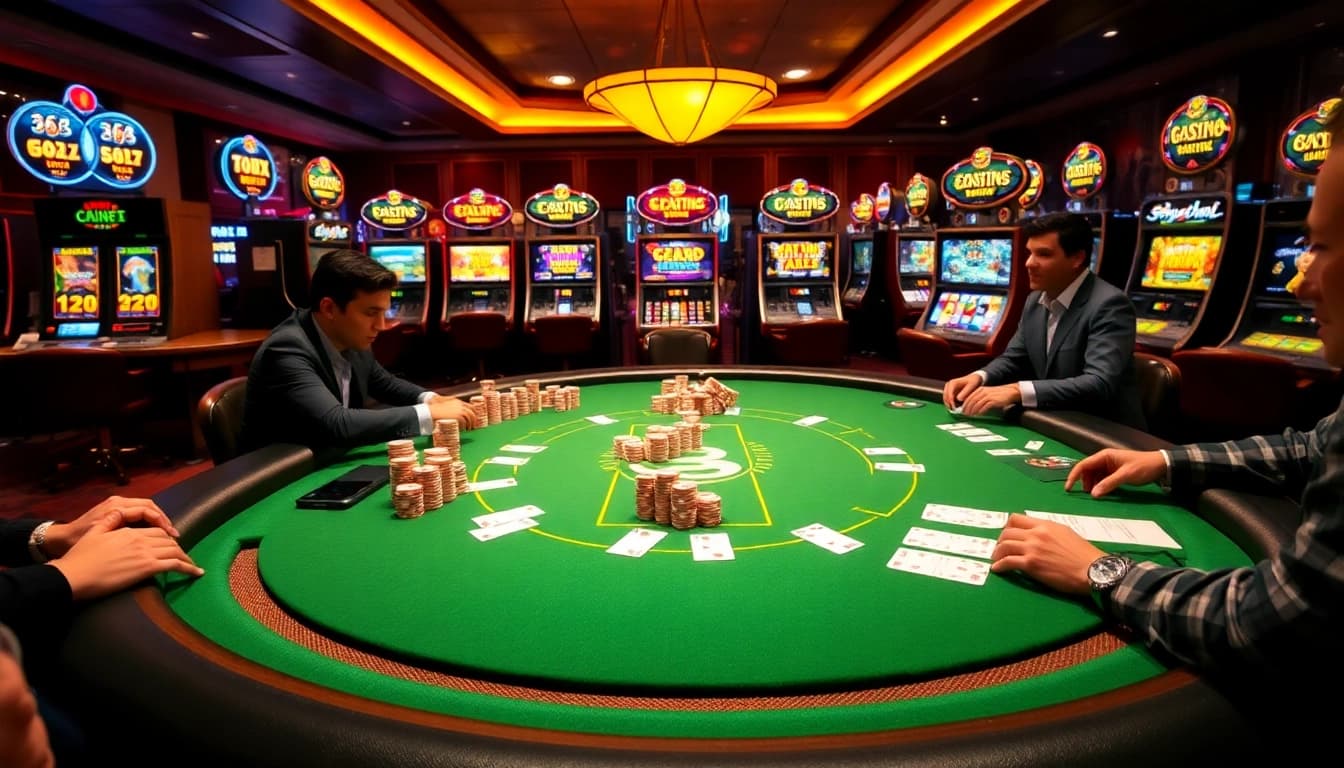 Experience the excitement of GO8 casino games at a luxurious poker table with vibrant chips and cards.