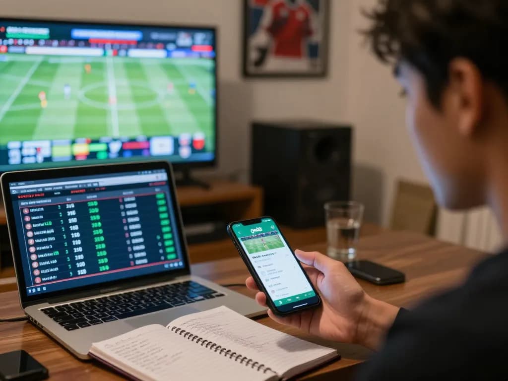 Engaged bettor using the go88 app to place live bets on multiple screens.