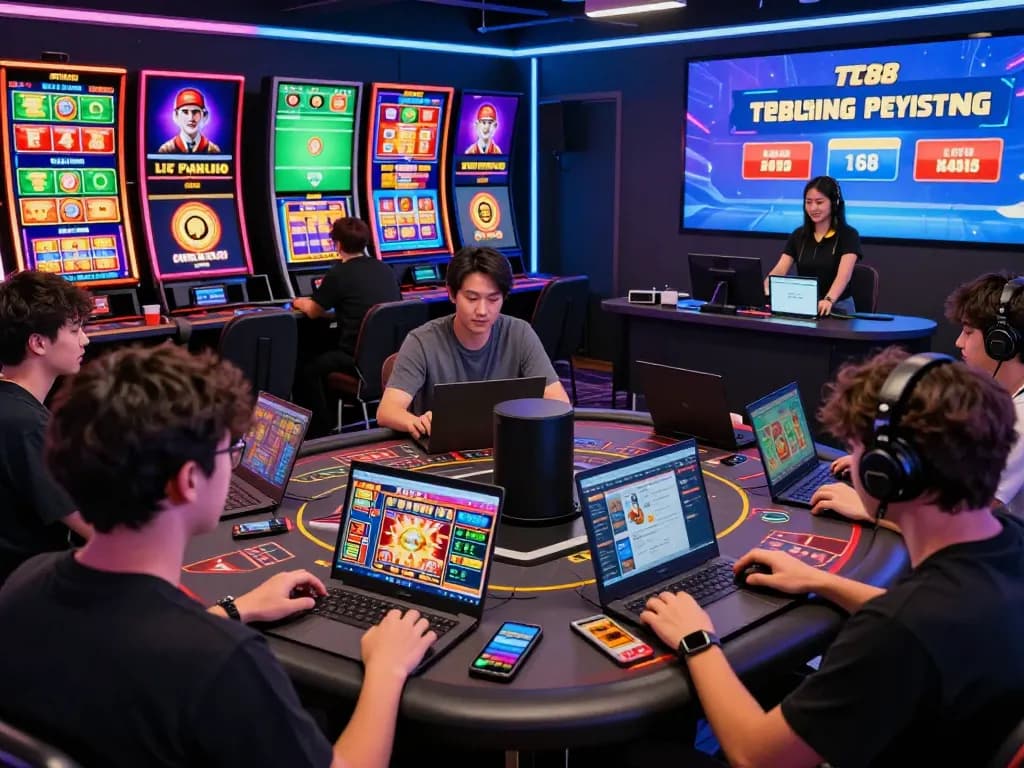 Exciting TT88 online gaming experience with players enjoying slot games and live casino.