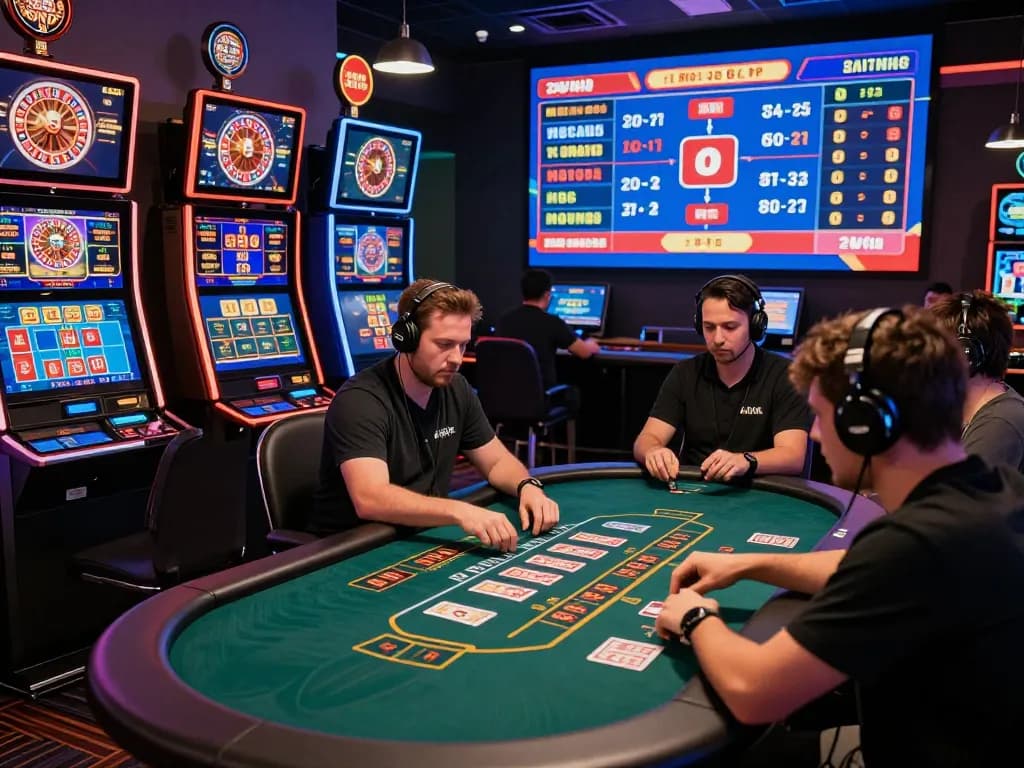 Exciting gaming atmosphere at 23win online casino with players immersed in virtual games, showcasing thrilling betting experiences.