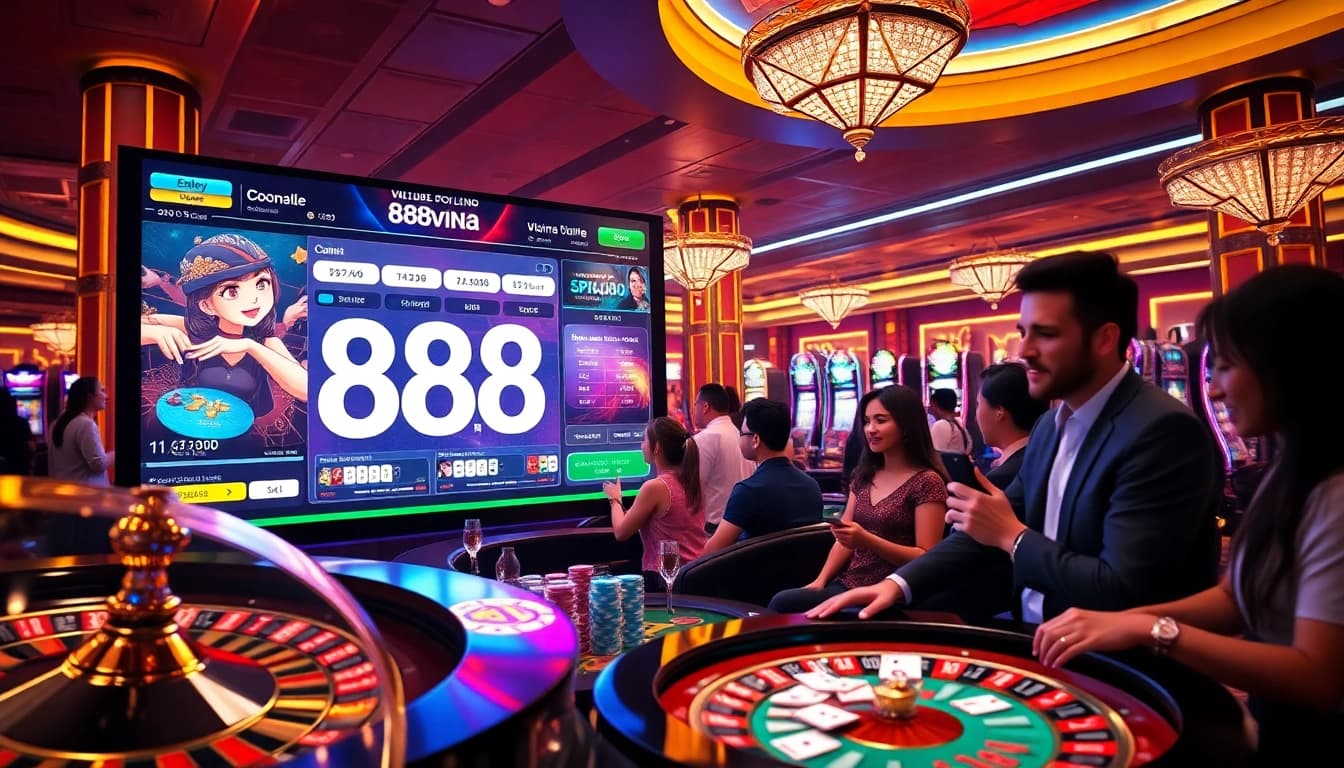 Experience the excitement of online gambling at https://888vina.com/ with vibrant casino elements.