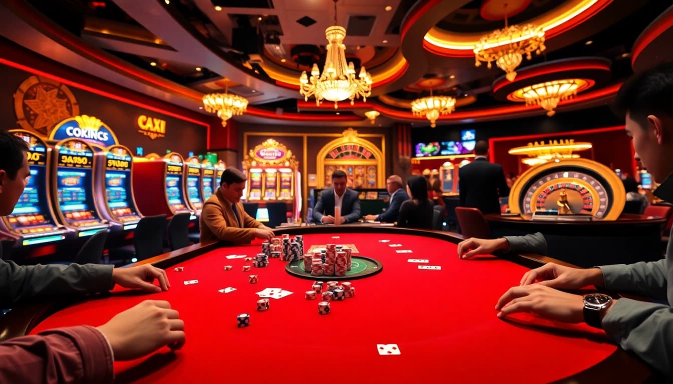 Engaging poker players in a luxurious casino setting, featuring vibrant elements from https://789winco.com/ for a professional gambling experience.