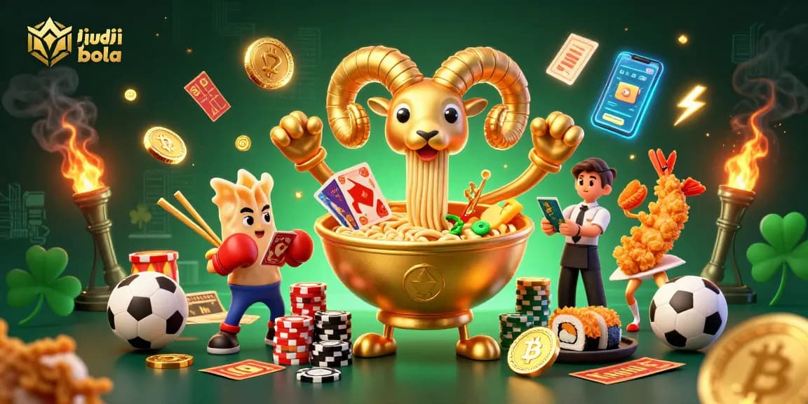 Engage in thrilling betting action with link judi bola, featuring dynamic characters and vibrant casino elements.