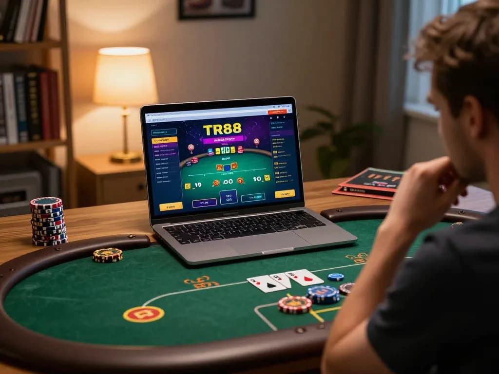 Engaging online gameplay on TR88 platform showcasing dynamic poker action in a cozy setting