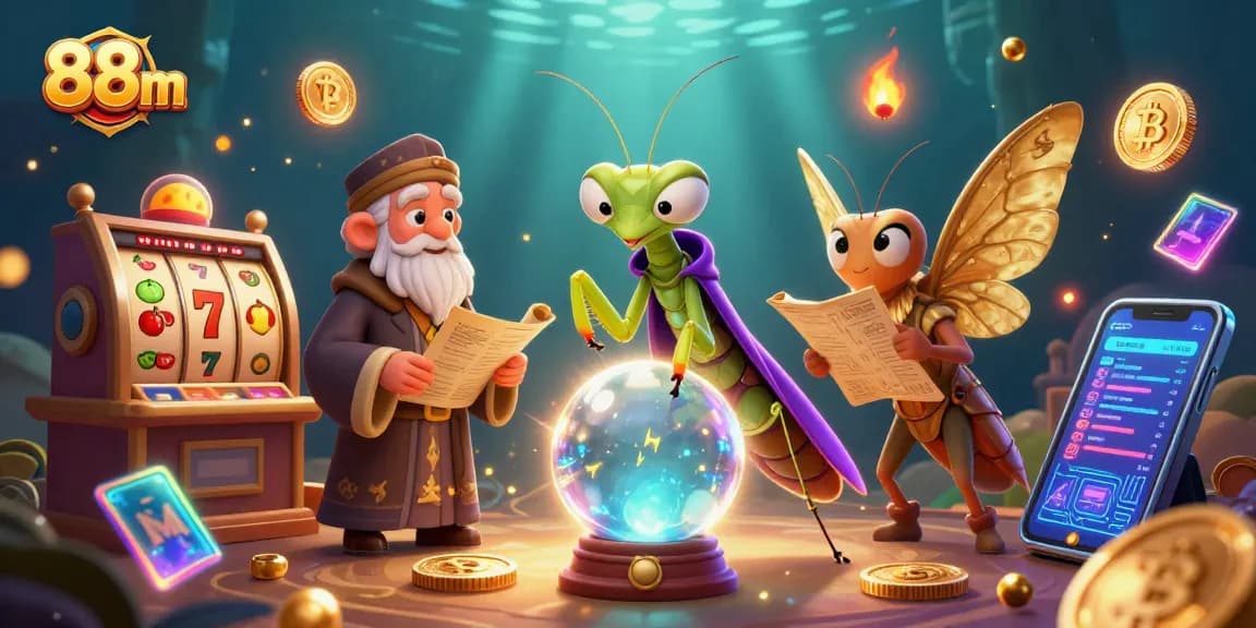 Experience thrilling gaming fun with 88m as a cartoon fortune teller guides players through a vibrant casino