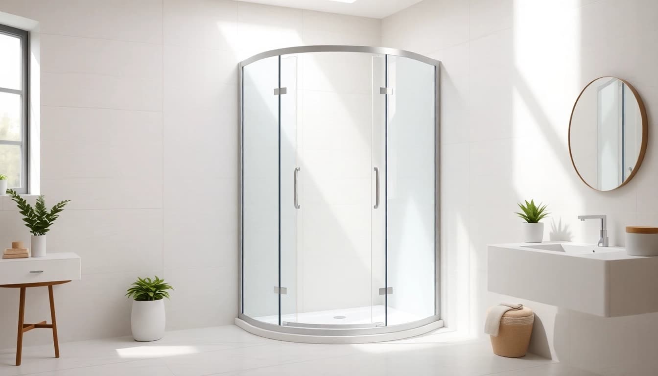 Elegante duschkabine 100x100 pendeltür in modernem Badezimmer mit harmonischem Design.