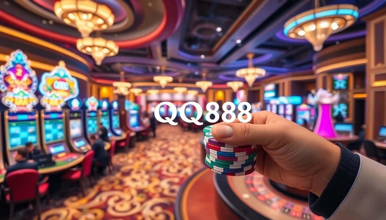 Engaging players experiencing excitement with QQ88 chips at a luxury casino.