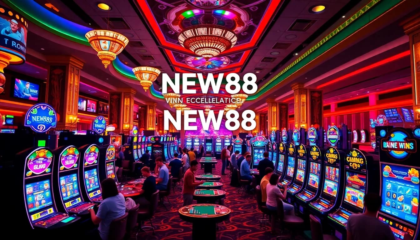Experience the excitement of NEW88 at a vibrant casino gaming floor with dynamic gameplay.