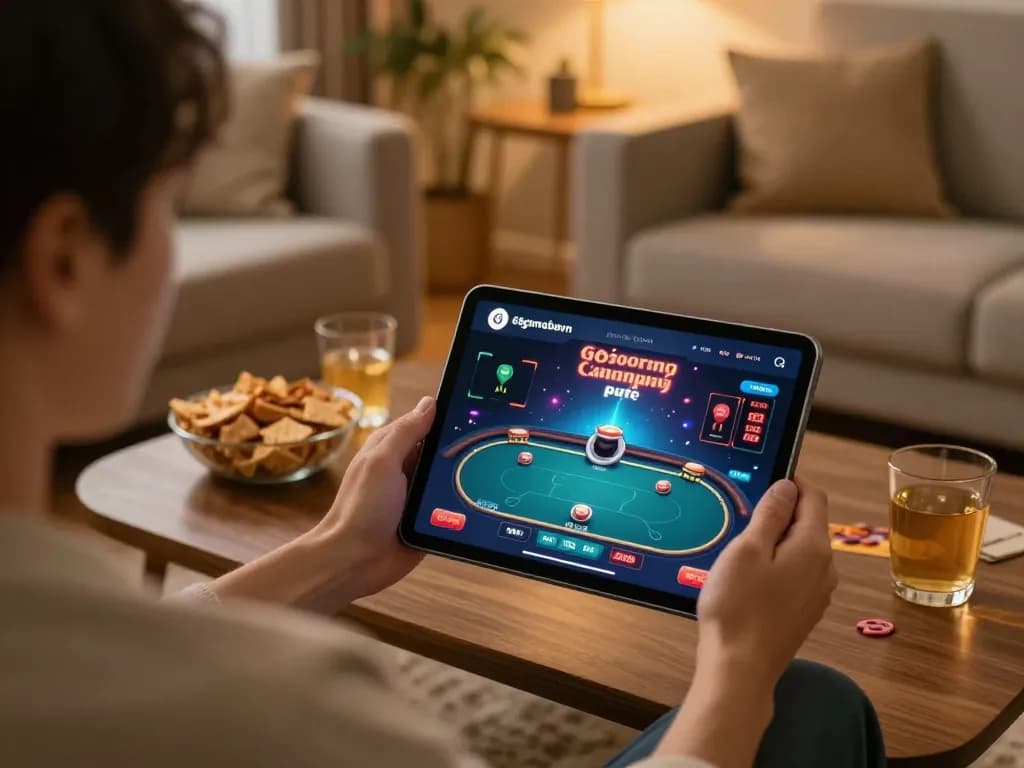 Experience exciting gameplay on 68gamebaivn with a vibrant poker app in a cozy home setting.