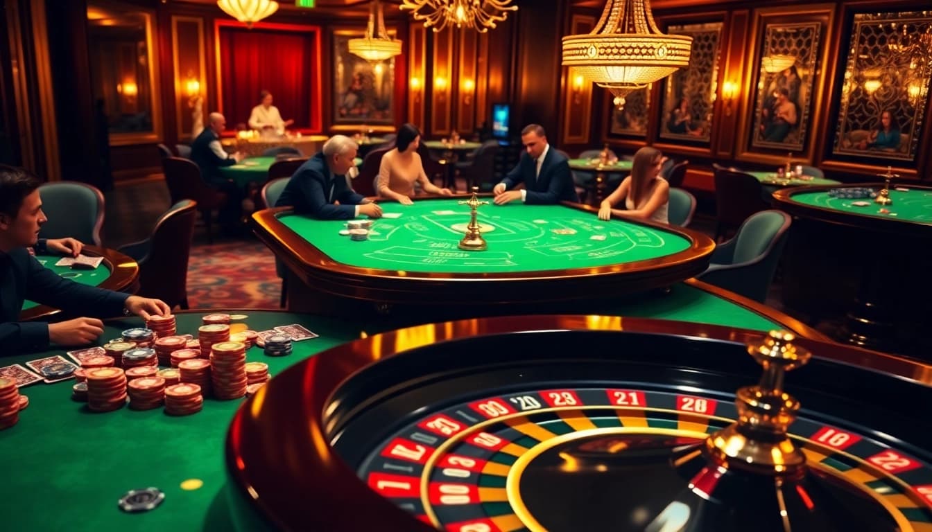 Experience the thrill of V7SB Casino with vibrant gaming tables and poker action.