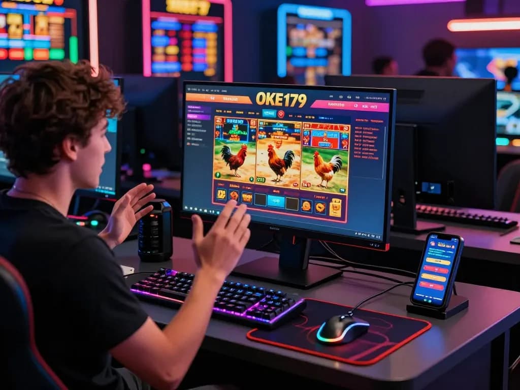 Engaged player at https://oke179.xyz/ interface, showcasing exciting online gambling activities.