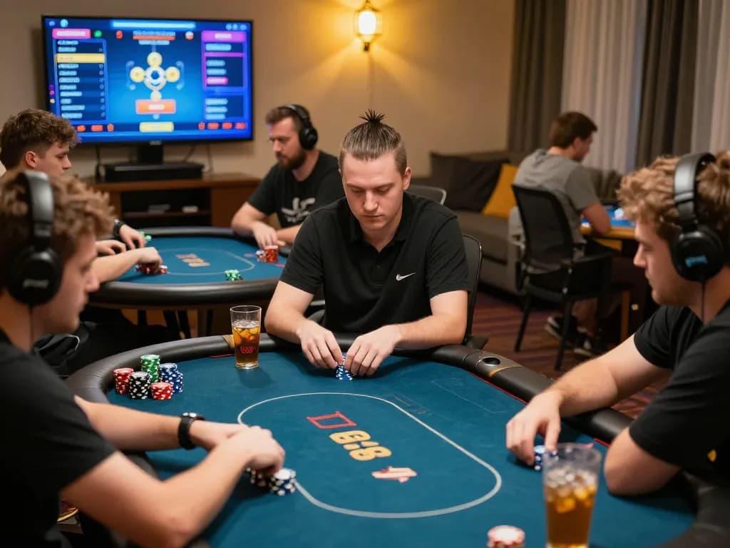 Players engaging in an exciting online poker game on tg88 platform, showcasing a competitive and fun atmosphere