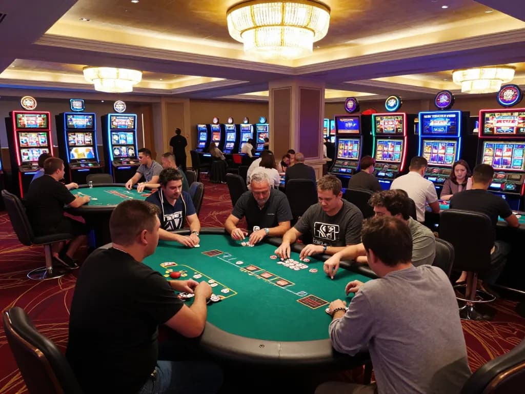 Bet168 players enjoying an engaging poker game at a luxury casino with vibrant atmosphere