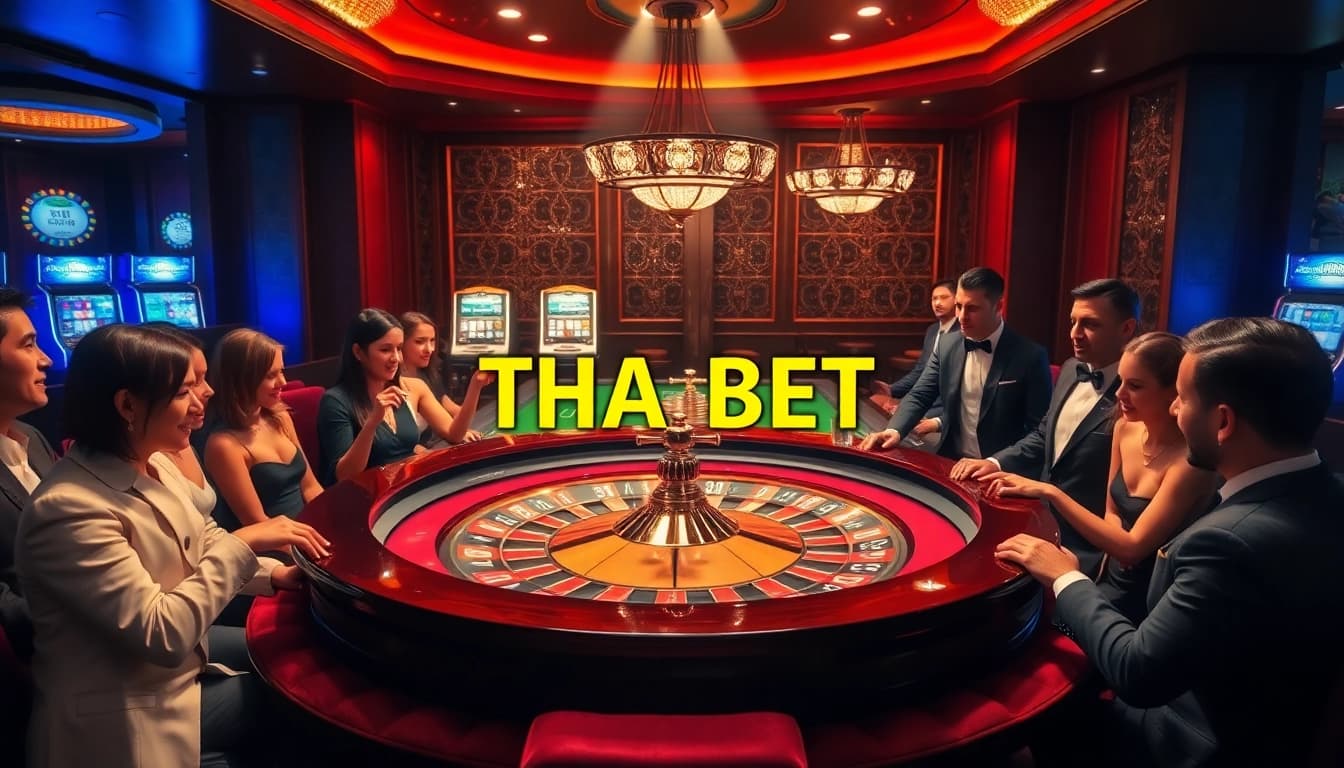 Experience the excitement of THA BET at a luxurious casino featuring roulette and captivating ambiance.
