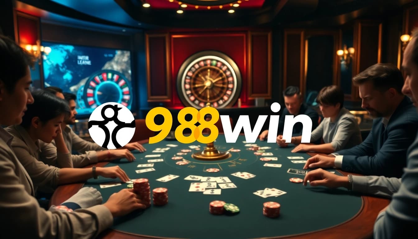 Experience the excitement of 98win with players enjoying a captivating poker game.