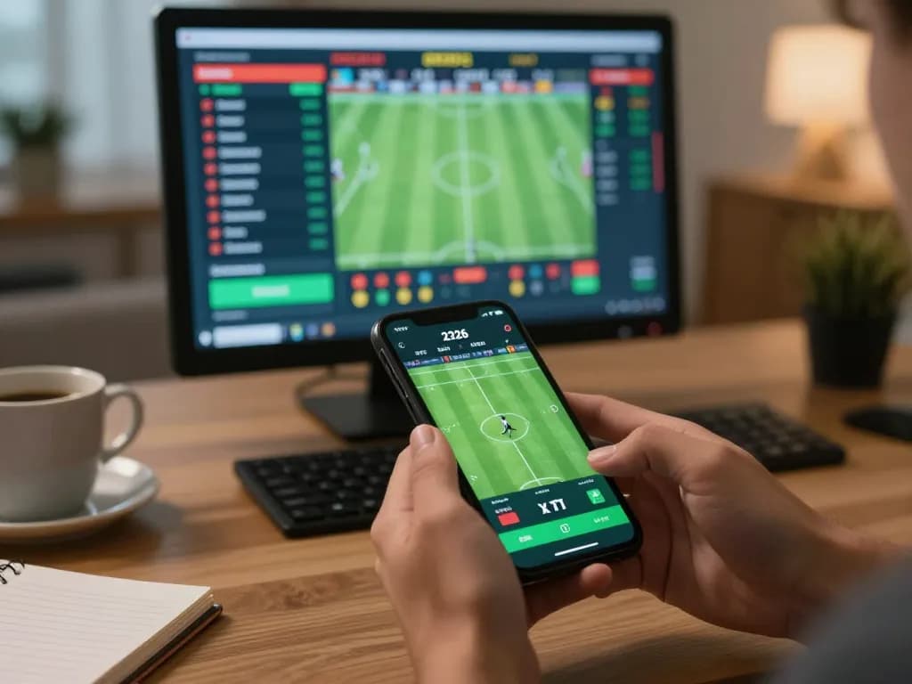 Engaging online football betting experience showcasing mobile app interface while placing wagers on trang cá cược bóng đá uy tín.