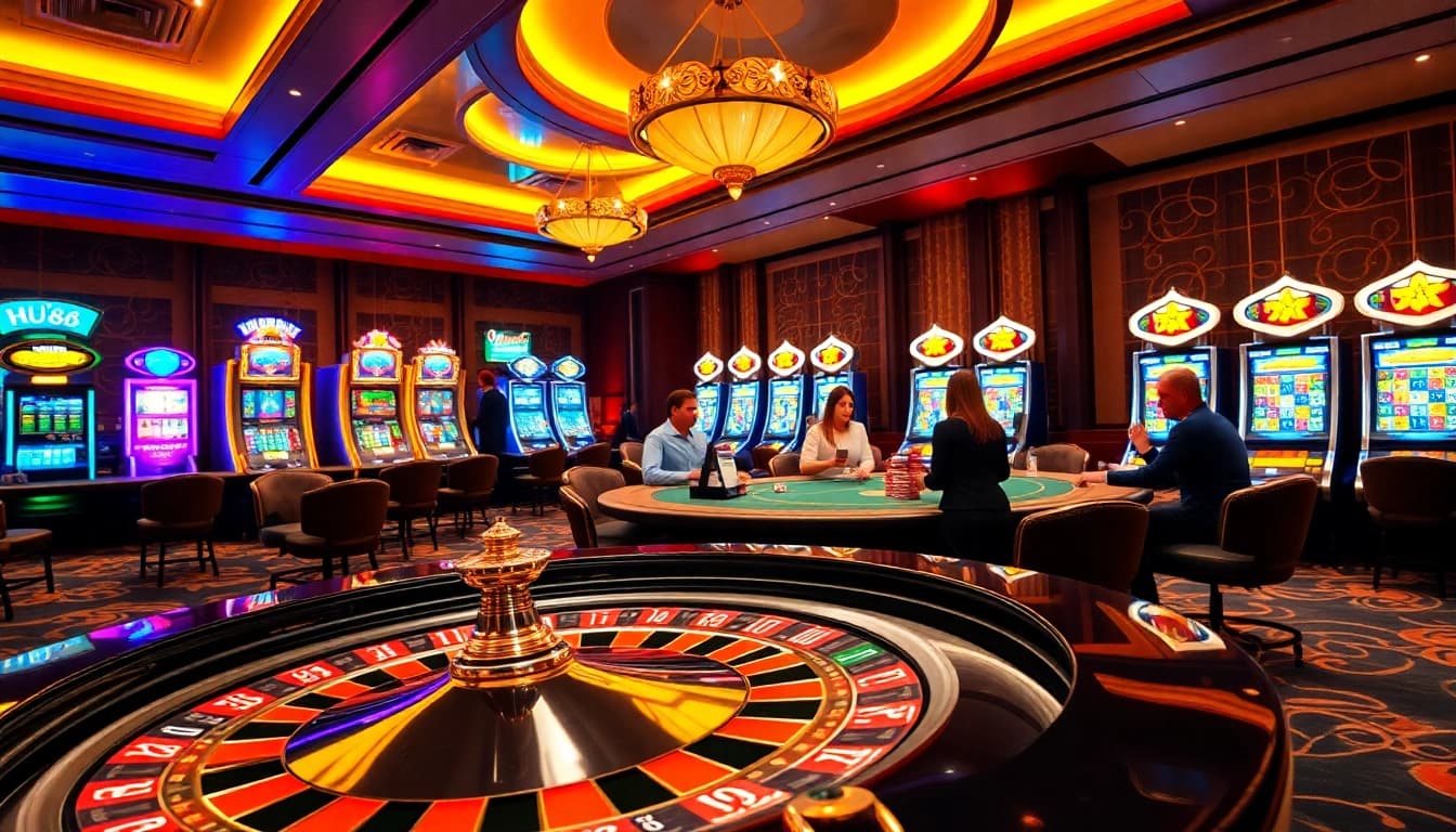 Experience the thrill of HU88 with vibrant casino tables and enthusiastic players.