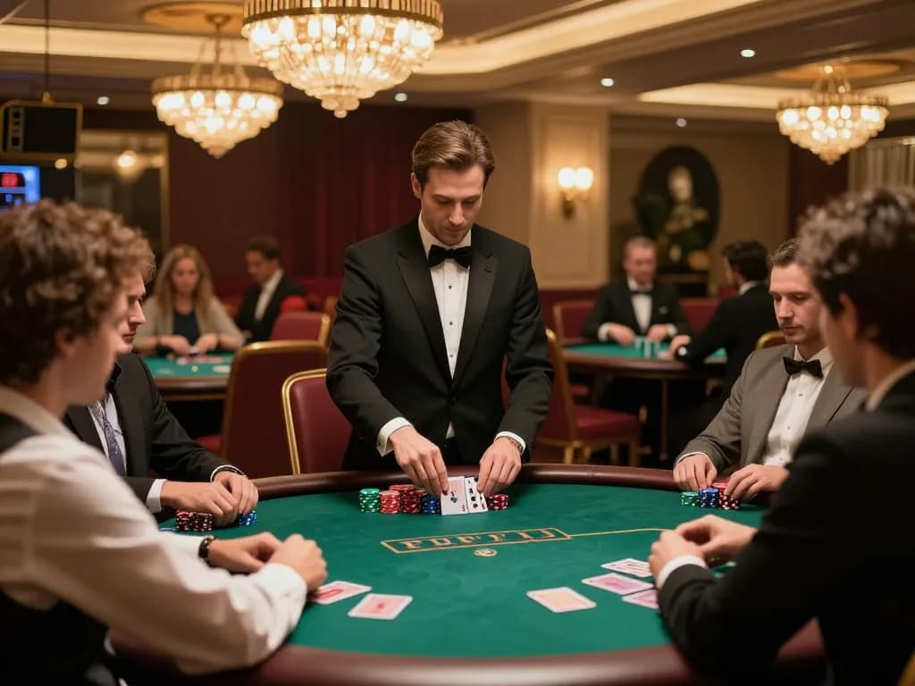 Players engaged in high-stakes poker at TR88 TRANG CHỦ, showcasing strategic gameplay and a luxurious casino atmosphere.