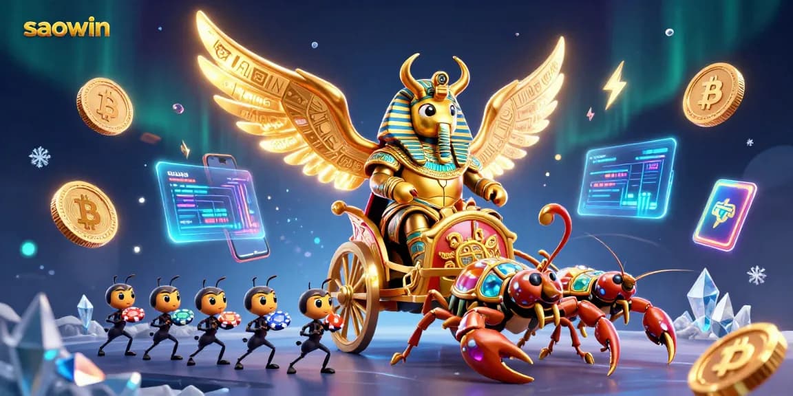 Engage with saowin's thrilling casino games featuring vibrant characters and dazzling crypto elements.