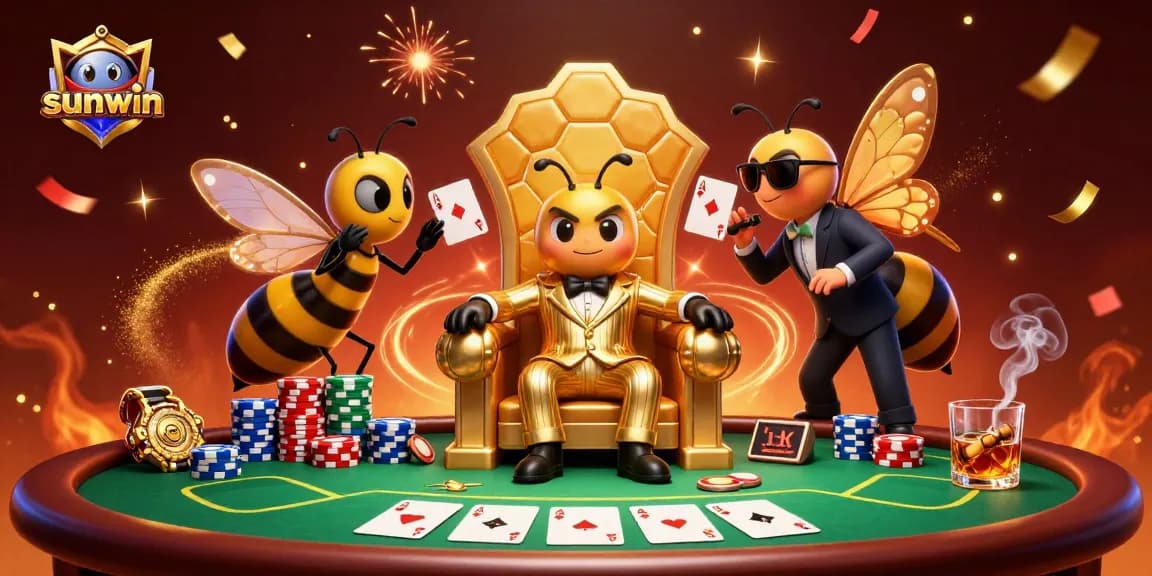 Experience the excitement of sunwin with high-stakes poker action in a vibrant 3D illustration.