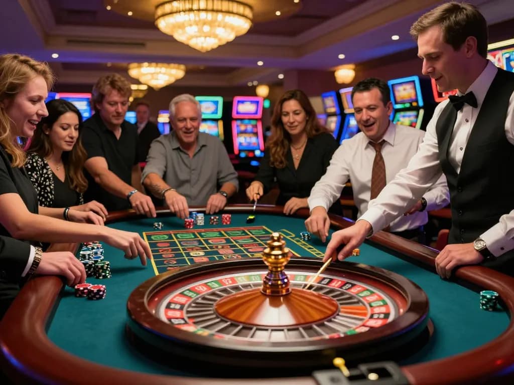 Players engaged in an exhilarating roulette game at a casino, enhancing their chances with SC88 strategies.