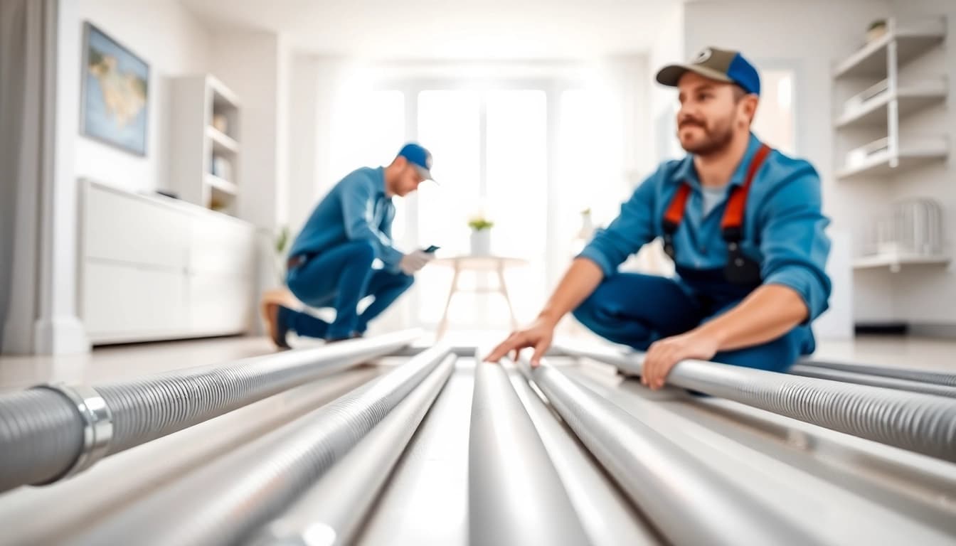 Expert whole house repiping services Tampa showcased through a plumber at work in a modern home.
