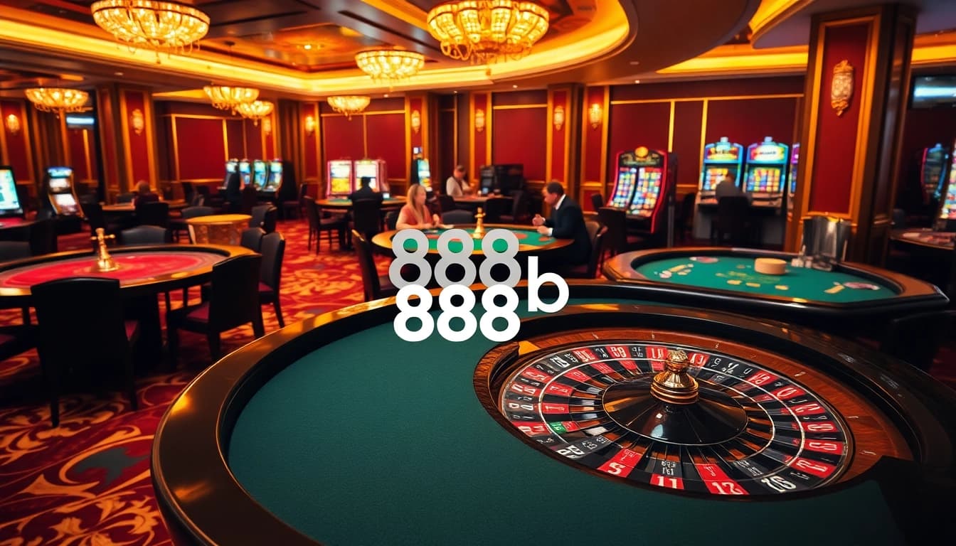 Players enjoying an upscale gambling experience at 888b's luxurious casino setup.