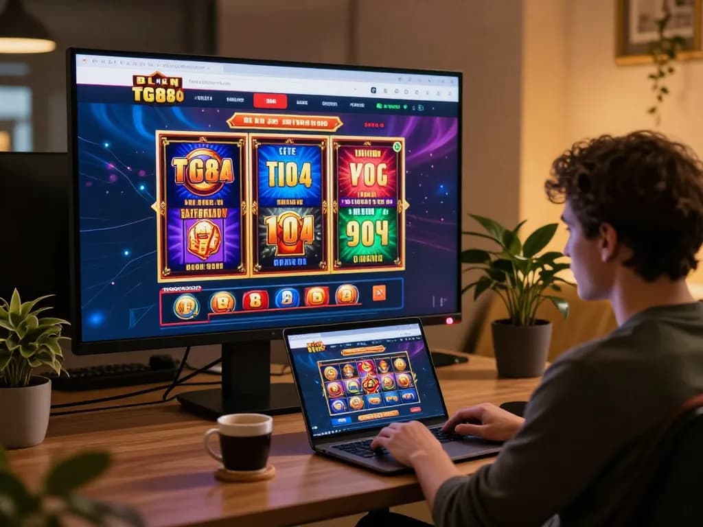 Engaging online casino interface at TG88 with vibrant slot games, inviting atmosphere and strategic gameplay.