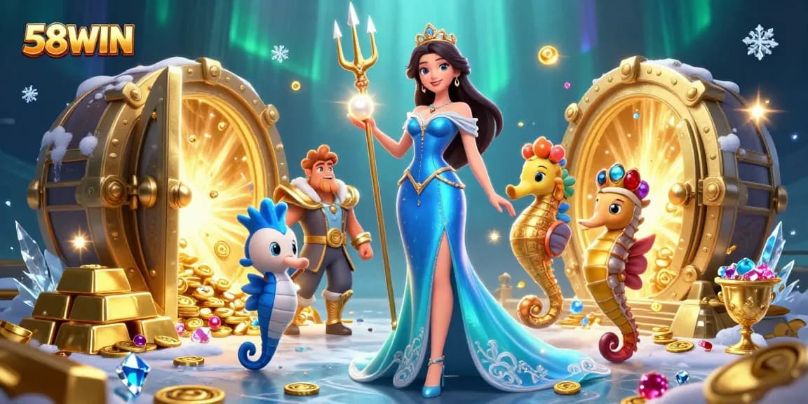 Experience the thrill of winning at 58WIN with a dazzling underwater casino scene.