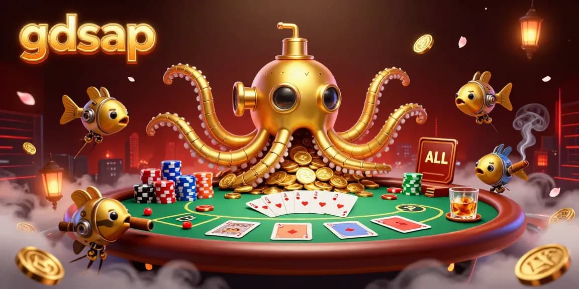 Experience the thrilling gdsap interactive casino scene with a golden kraken submarine and rich game elements.