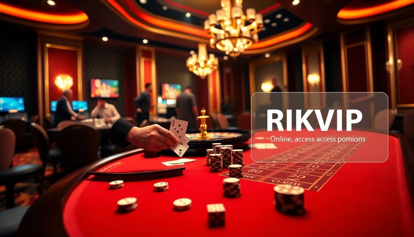 Experience the thrilling atmosphere of RIKVIP, with players engaging at the casino table.