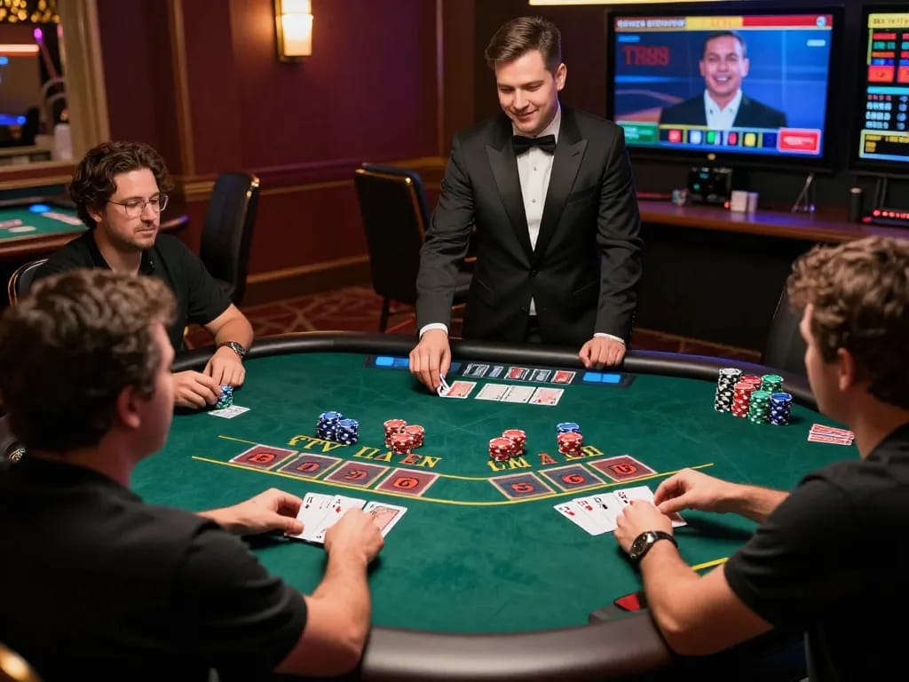 TR88 players placing bets in live dealer blackjack, featuring engaging gameplay.
